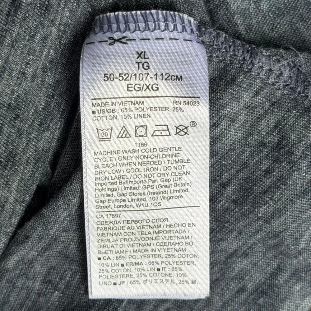 Banana Republic Vintage Tee Mens XL Gray Linen Blend Long Sleeve Henley Shirt